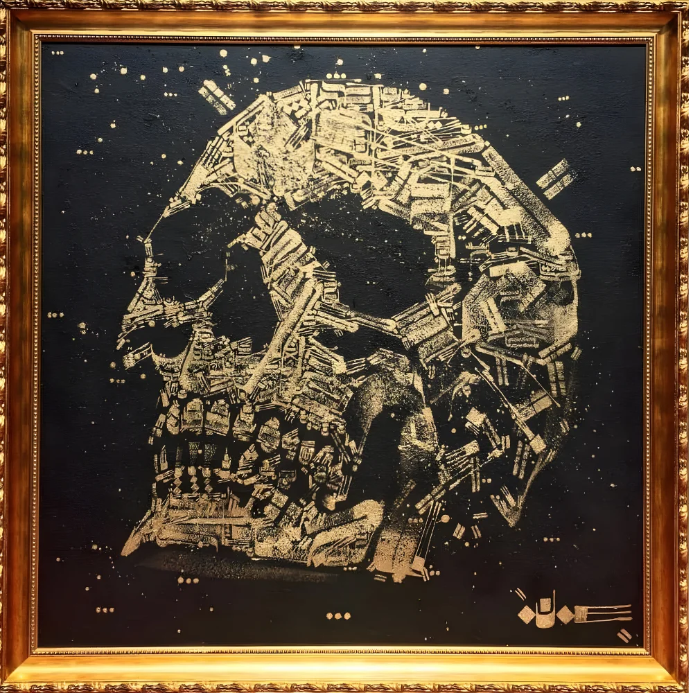 Zeem's gold skull artwork, the memento mori